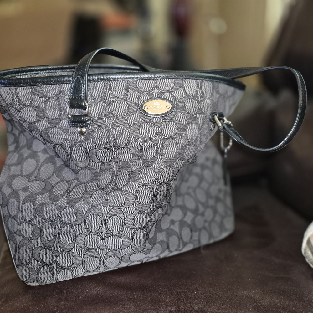 Coach Gray Signature Tote Bag,